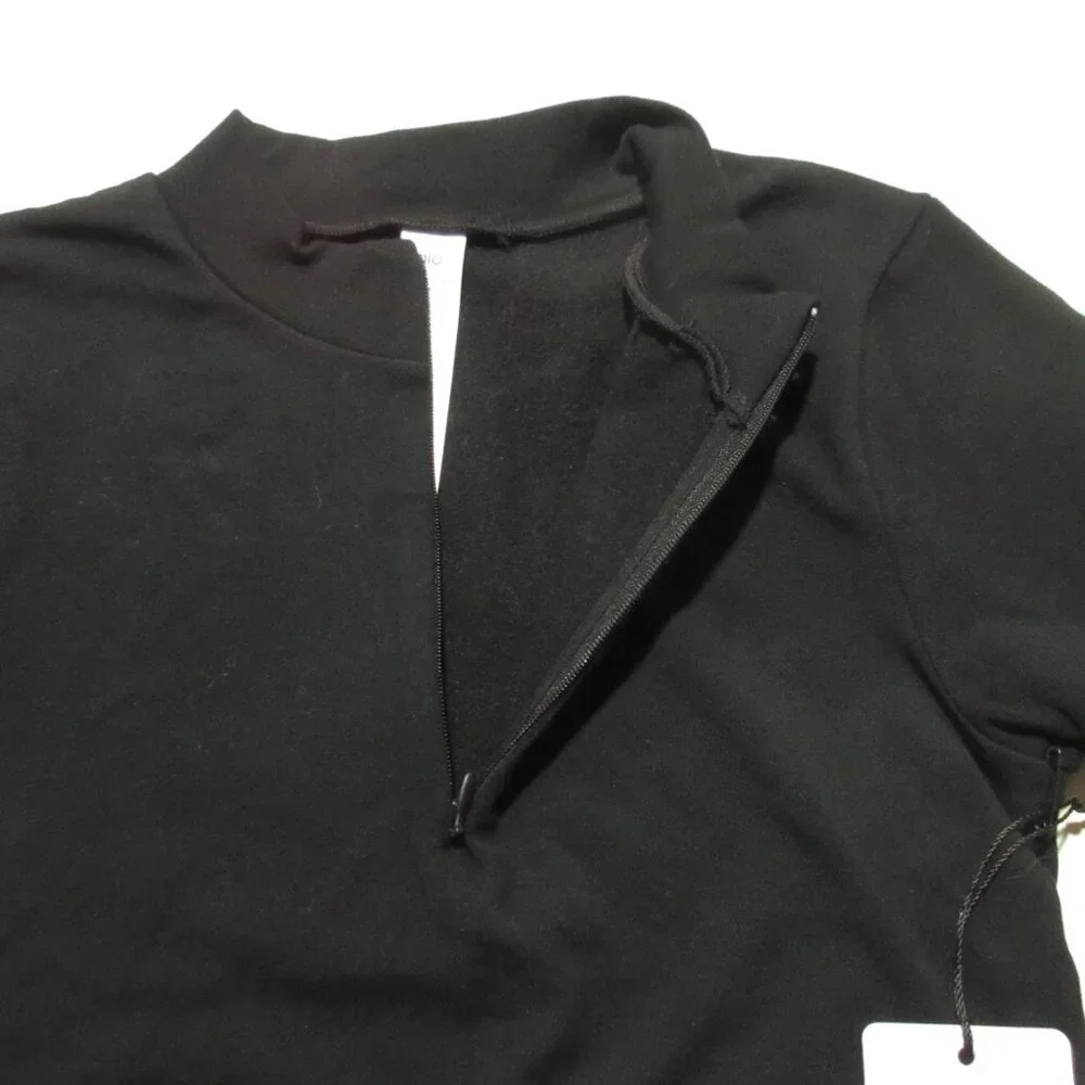 NWT Alo Seamless Winter Warm Plush Cropped Short Sleeve Top in Black XS